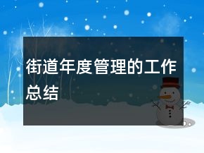 街道年度管理的工作總結(jié)