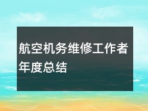 航空機(jī)務(wù)維修工作者年度總結(jié)