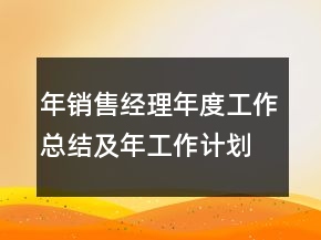 年銷售經(jīng)理年度工作總結(jié)及年工作計(jì)劃