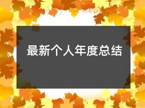 最新個(gè)人年度總結(jié)