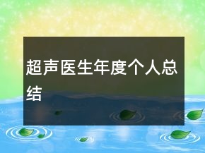 超聲醫(yī)生年度個人總結(jié)