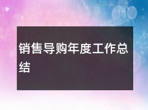 銷售導(dǎo)購年度工作總結(jié)