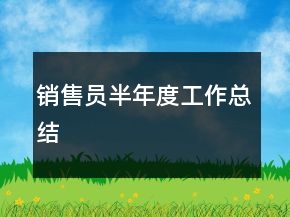 銷售員半年度工作總結