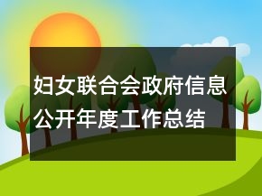 婦女聯(lián)合會政府信息公開年度工作總結