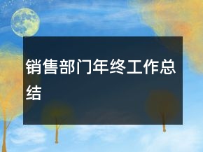 銷售部門年終工作總結(jié)