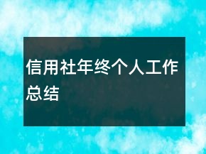 信用社年終個人工作總結(jié)