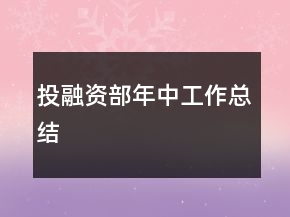 投融資部年中工作總結(jié)