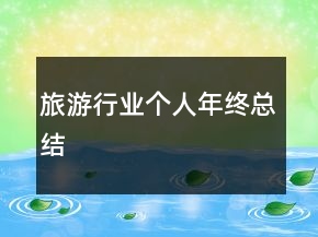 旅游行業(yè)個人年終總結(jié)