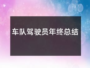 車隊駕駛員年終總結(jié)