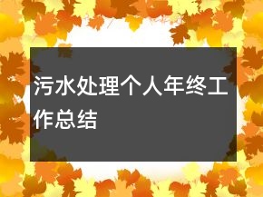 污水處理個(gè)人年終工作總結(jié)