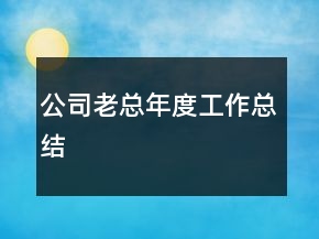 公司老總年度工作總結(jié)