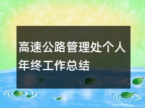 高速公路管理處個人年終工作總結