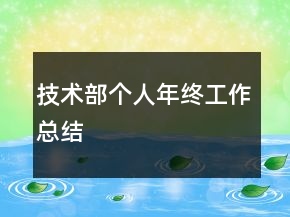 技術部個人年終工作總結