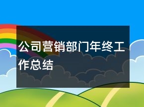 公司營銷部門年終工作總結(jié)