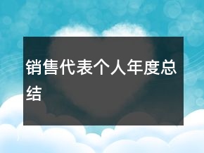 銷售代表個人年度總結(jié)