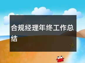 合規(guī)經(jīng)理年終工作總結(jié)