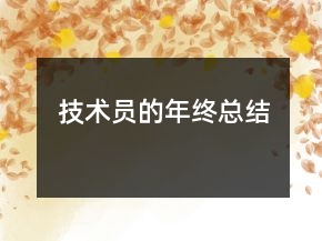 技術(shù)員的年終總結(jié)