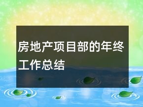 房地產(chǎn)項目部的年終工作總結(jié)