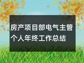 房產(chǎn)項(xiàng)目部電氣主管個人年終工作總結(jié)