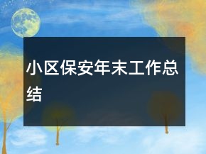 小區(qū)保安年末工作總結(jié)