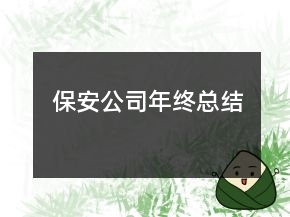 保安公司年終總結(jié)