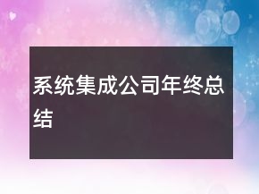 系統(tǒng)集成公司年終總結(jié)