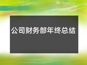 公司財務(wù)部年終總結(jié)
