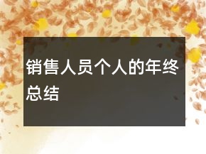 銷售人員個(gè)人的年終總結(jié)