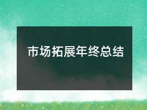 市場拓展年終總結(jié)