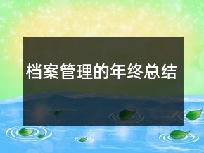 檔案管理的年終總結(jié)