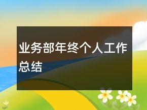 業(yè)務(wù)部年終個(gè)人工作總結(jié)