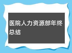 醫(yī)院人力資源部年終總結(jié)