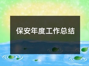 保安年度工作總結(jié)