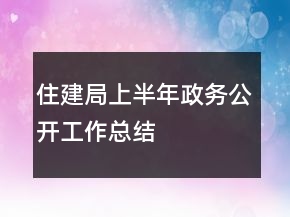 住建局上半年政務(wù)公開工作總結(jié)