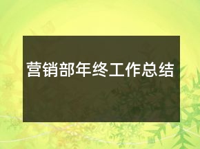 營銷部年終工作總結(jié)