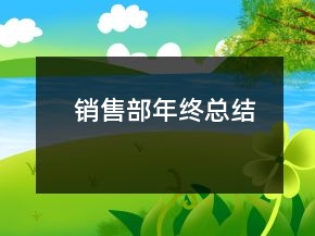 銷售部年終總結(jié)