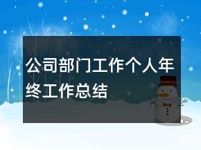 公司部門(mén)工作個(gè)人年終工作總結(jié)