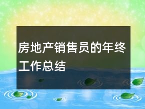 房地產(chǎn)銷售員的年終工作總結(jié)
