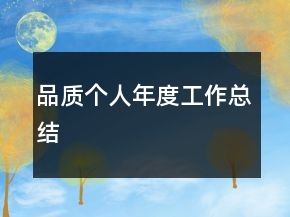 品質(zhì)個(gè)人年度工作總結(jié)