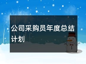 公司采購員年度總結(jié)計(jì)劃