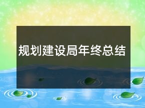 規(guī)劃建設(shè)局年終總結(jié)