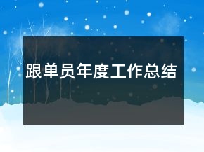跟單員年度工作總結(jié)