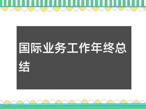 國際業(yè)務(wù)工作年終總結(jié)
