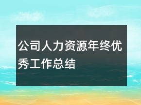公司人力資源年終優(yōu)秀工作總結(jié)