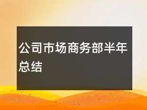 公司市場(chǎng)商務(wù)部半年總結(jié)