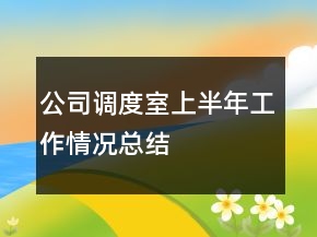 公司調(diào)度室上半年工作情況總結(jié)