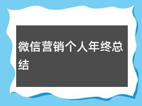 微信營(yíng)銷(xiāo)個(gè)人年終總結(jié)