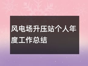 風(fēng)電場升壓站個(gè)人年度工作總結(jié)