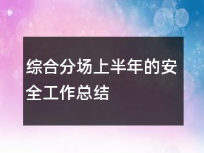 綜合分場上半年的安全工作總結(jié)