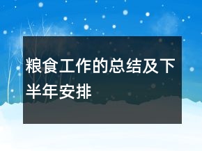 糧食工作的總結(jié)及下半年安排